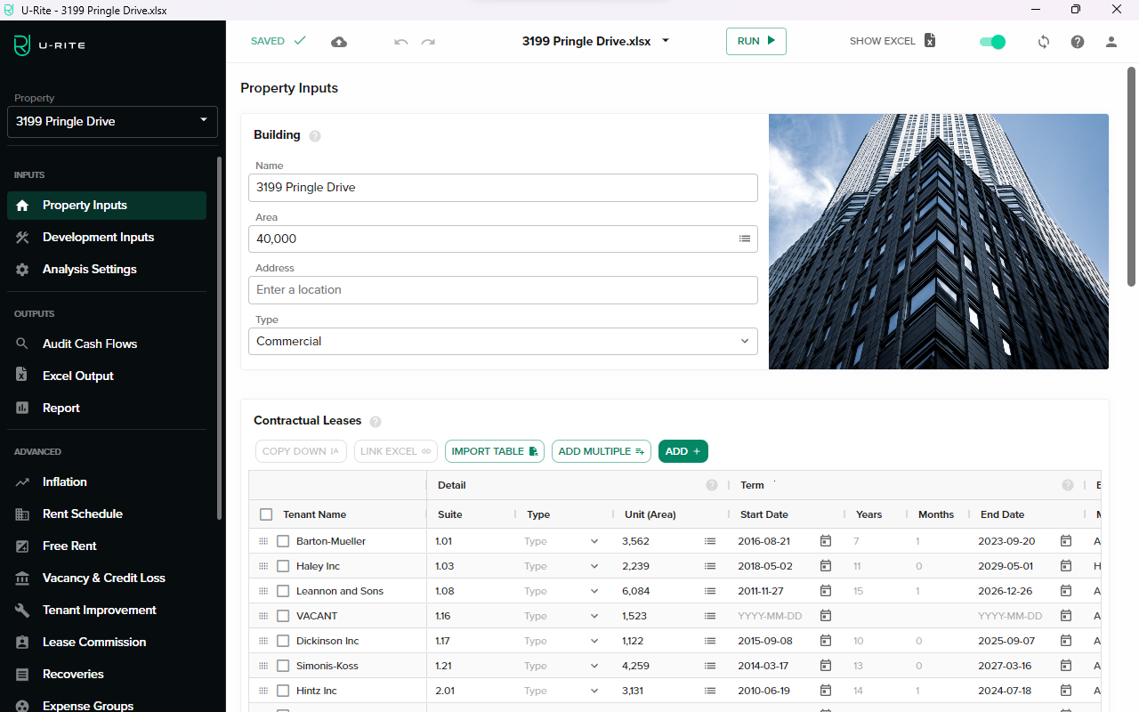 Tenants are imported into the Rent Roll
