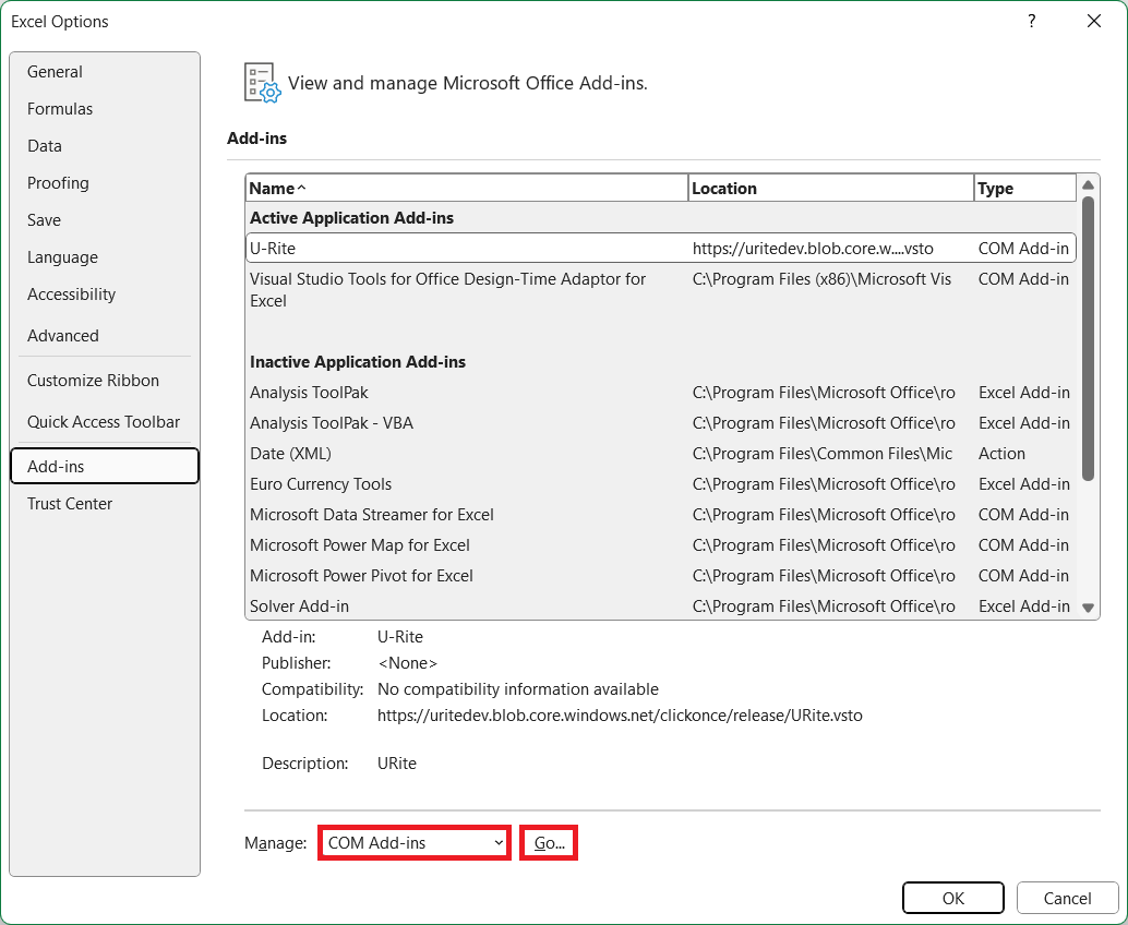 Troubleshooting Excel Options